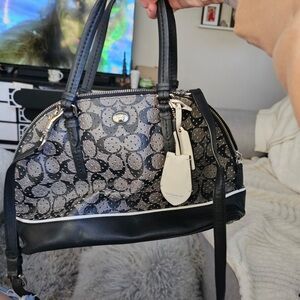 Coach Black Silver 2014 F31401 Peyton perforated Cora domed satchel handbag